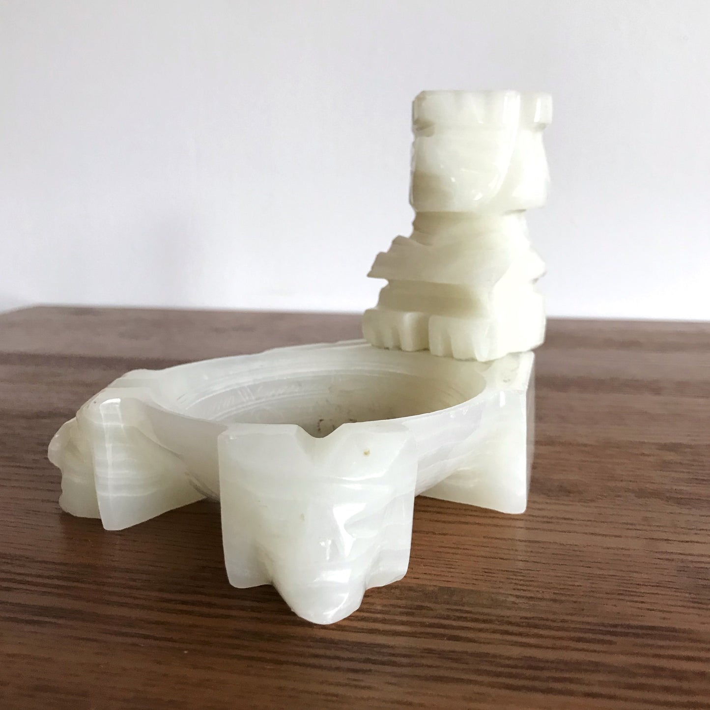 Vintage Carved Onyx Ashtray with Guy