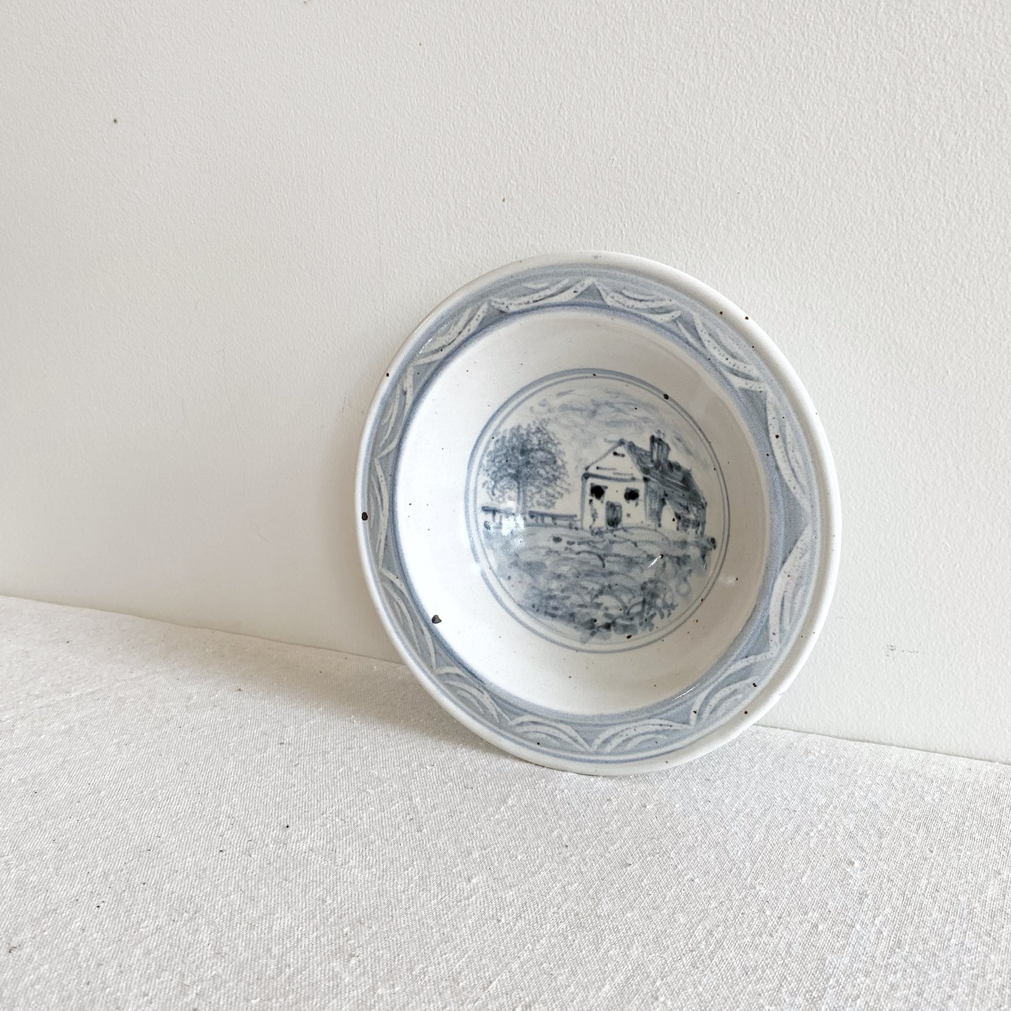 Vintage Hand-painted Dish with House