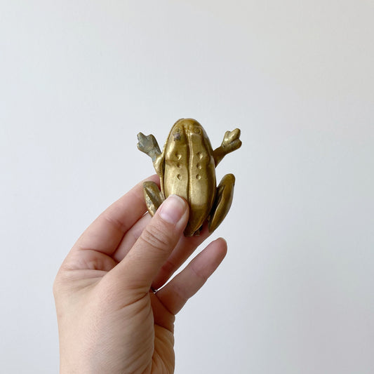 Vintage Brass Frog Trinket Box