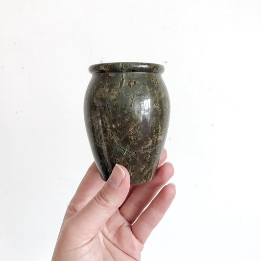 Minimalist Green Fossil Stone Vase