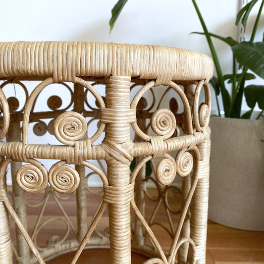 Vintage Wicker Stool / Plant Stand