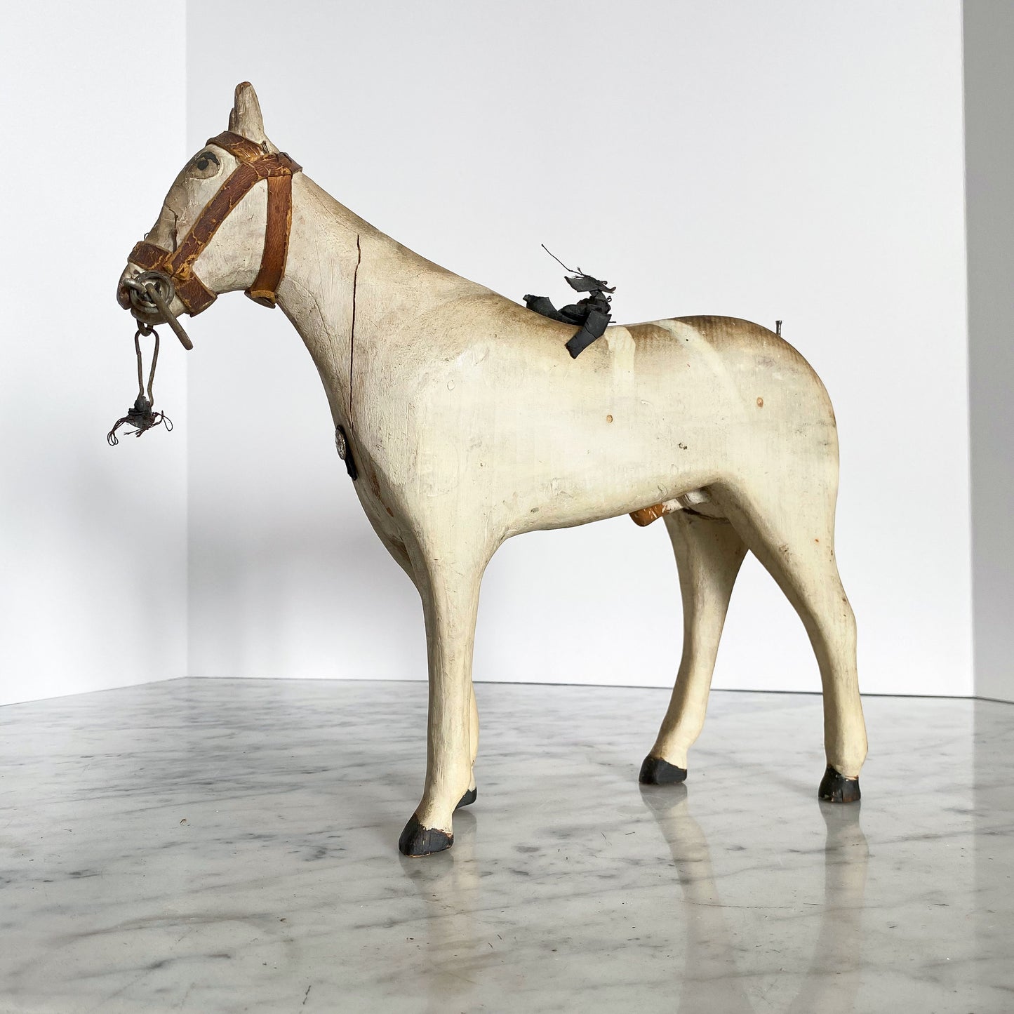 Vintage Folk Art Wooden Horse Sculpture