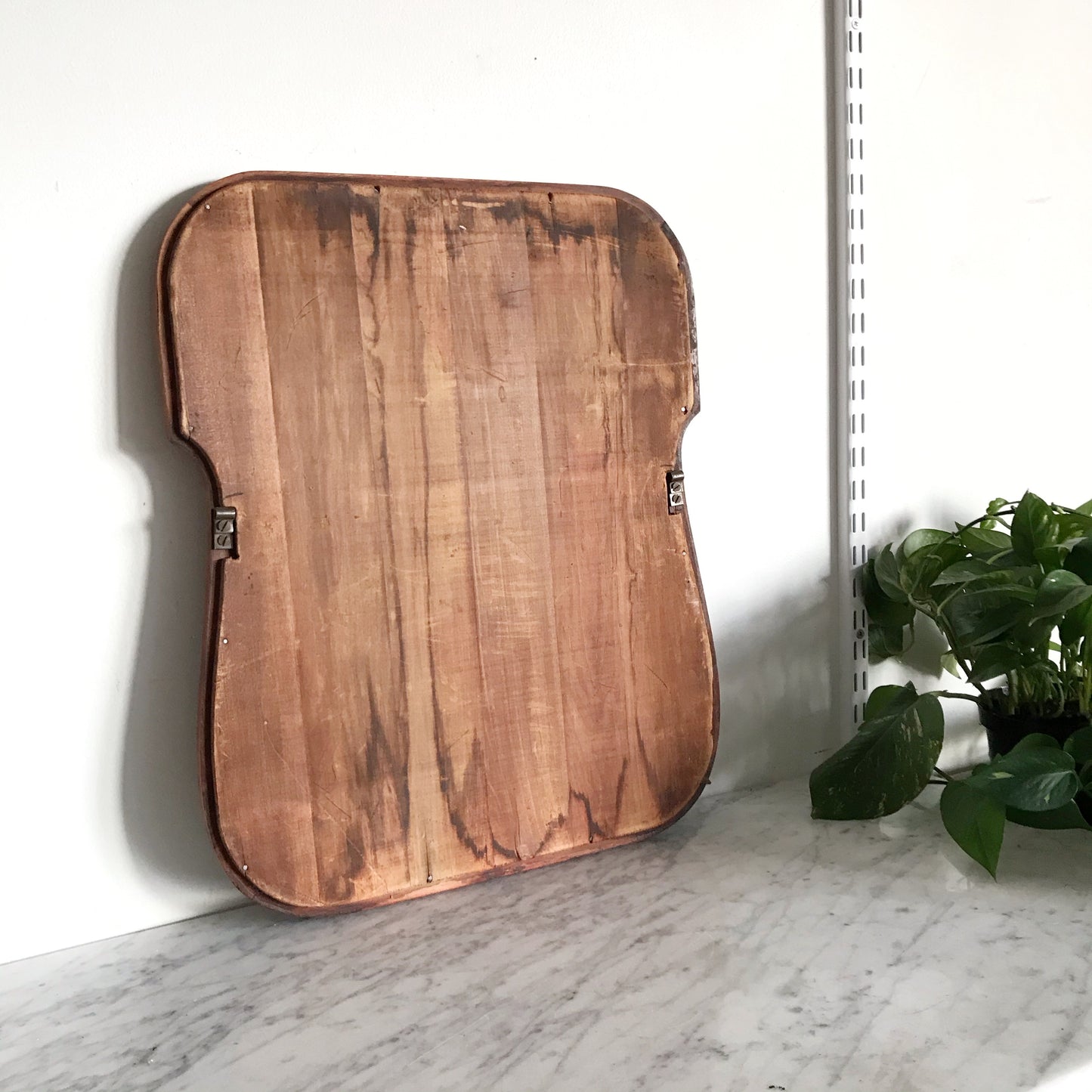 Antique Beveled Mirror with Wood Frame