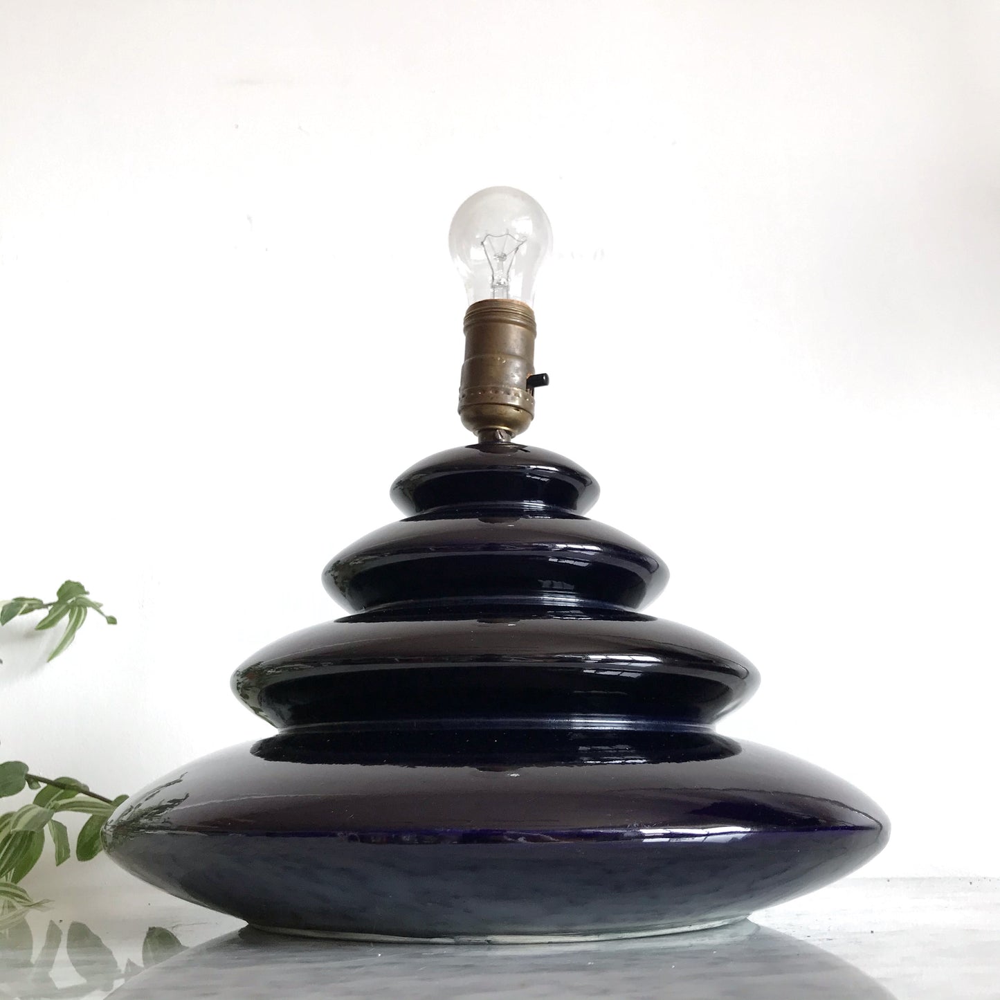 Sculptural Mid-Century Ceramic Lamp, Midnight Blue