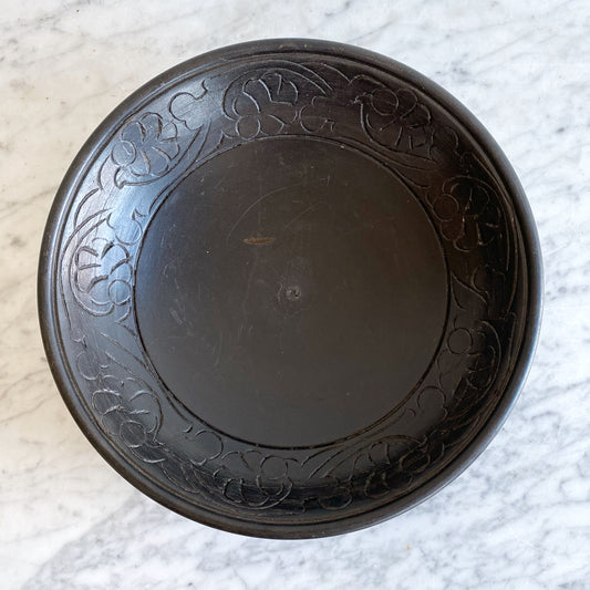 Found Decorative Carved Wood Bowl, Ebony
