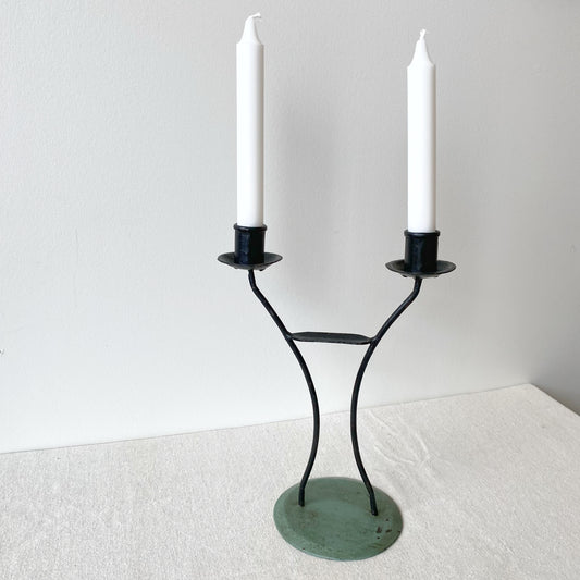 Vintage Handcrafted Candleholder Duo