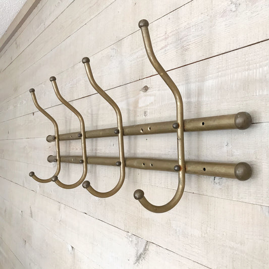 Antique Brass Wall Mounted Coat Rack, 36"