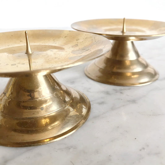 Pair of Vintage Brass Pillar Holders