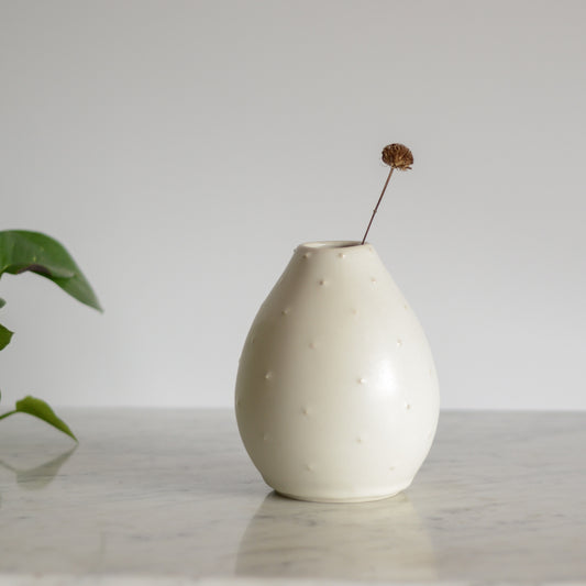 Handcrafted White Nubby Vase