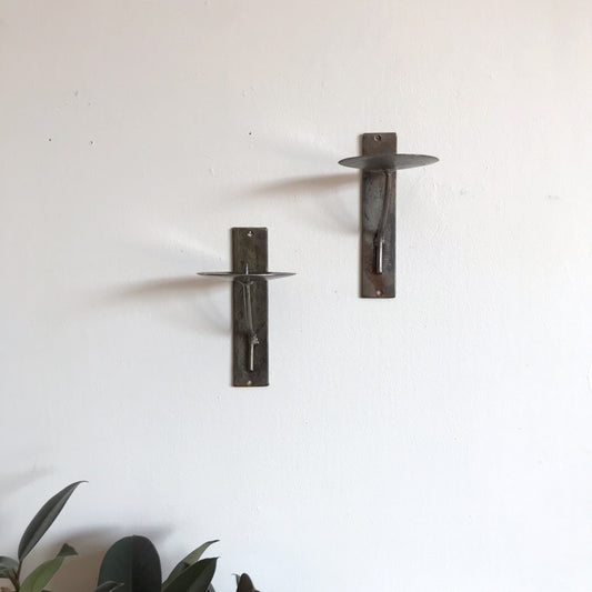 Pair of Vintage Metal Candle Sconces, Mexico