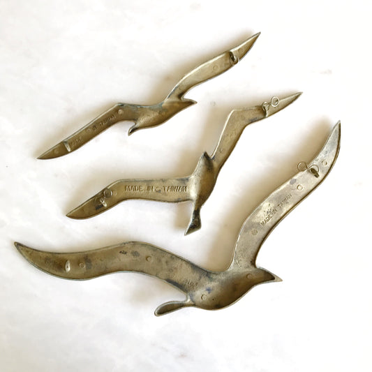 Set of Vintage Brass Birds // Seagulls