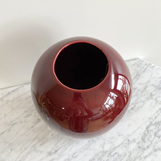 Oversized Vintage Burgundy Ceramic Vase by Haeger, 13”