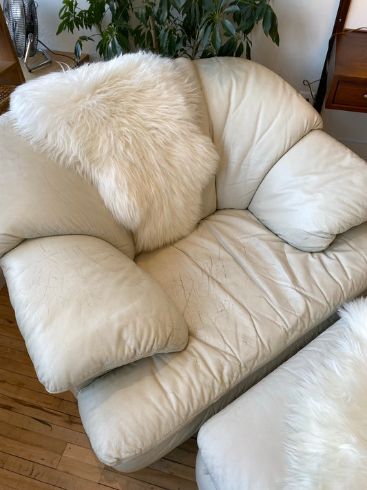 Vintage Slouchy Leather Chair + Ottoman