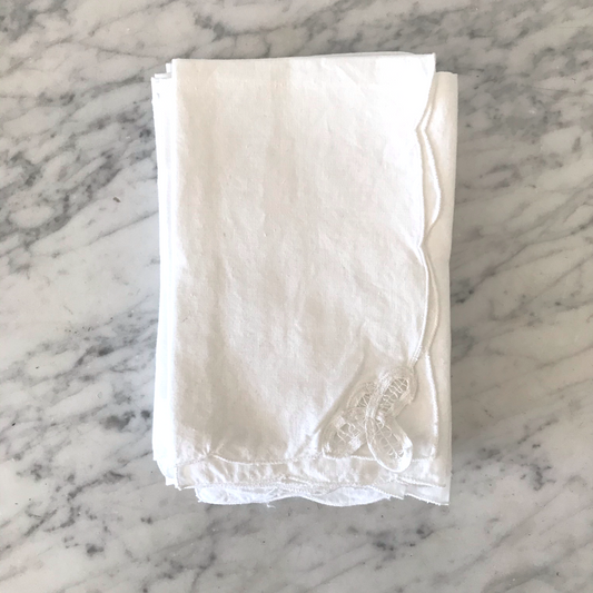 Bundle of 16 Vintage White Cotton Napkins