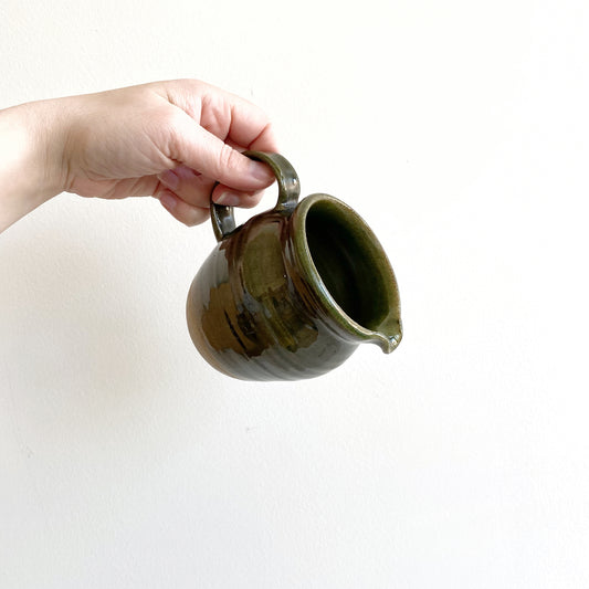 Vintage Green Pottery/Creamer with Handle