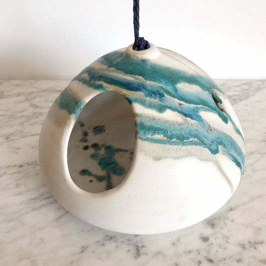 Vintage Hanging Ceramic Bird Feeder