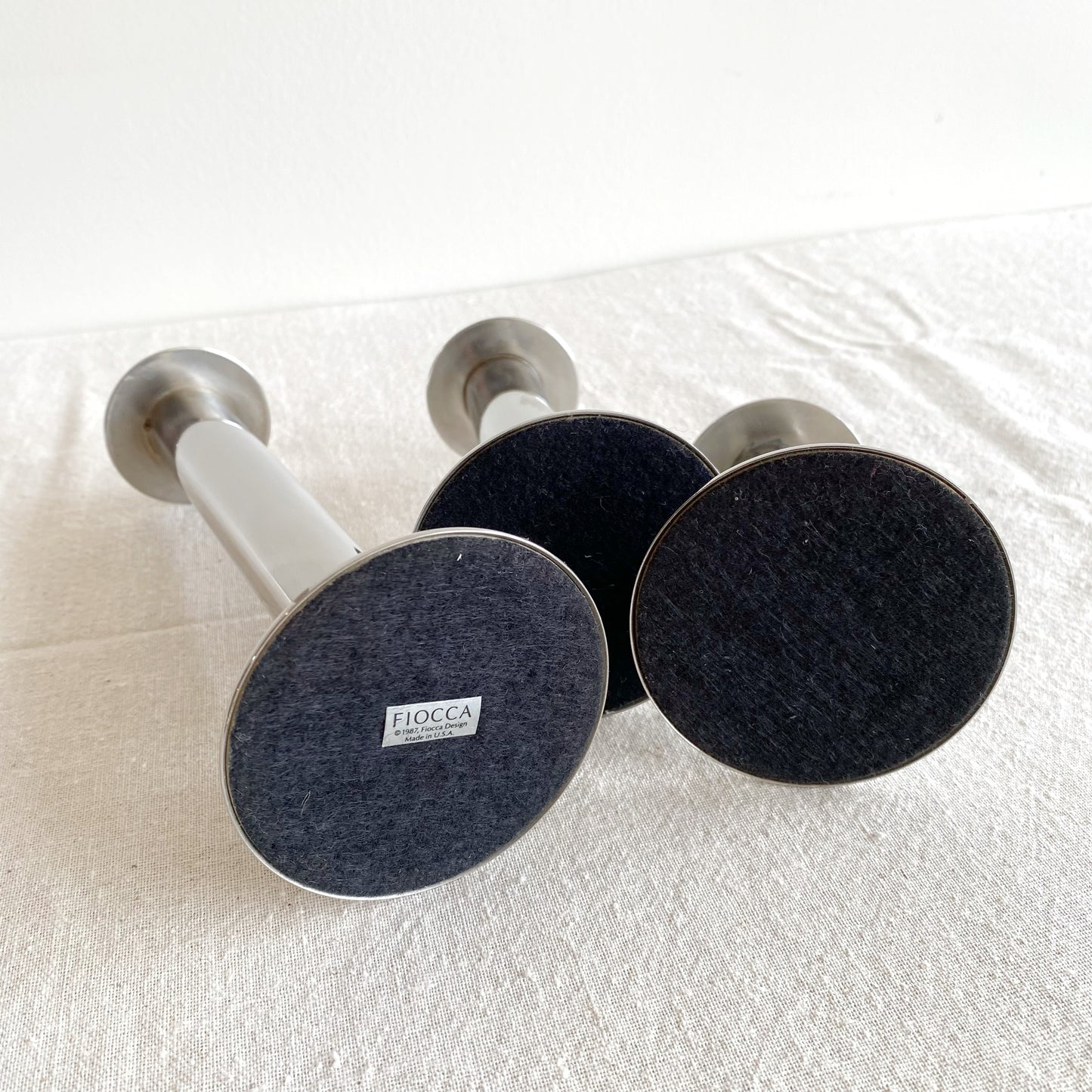 Trio: Vintage Post Modern Silver Candle Holders