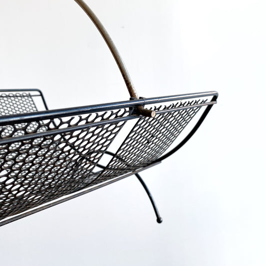 Vintage Atomic Ranch Wire + Mesh Magazine Rack