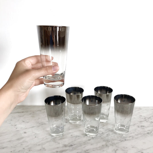 Set of 6 Vintage Silver Ombré Glasses