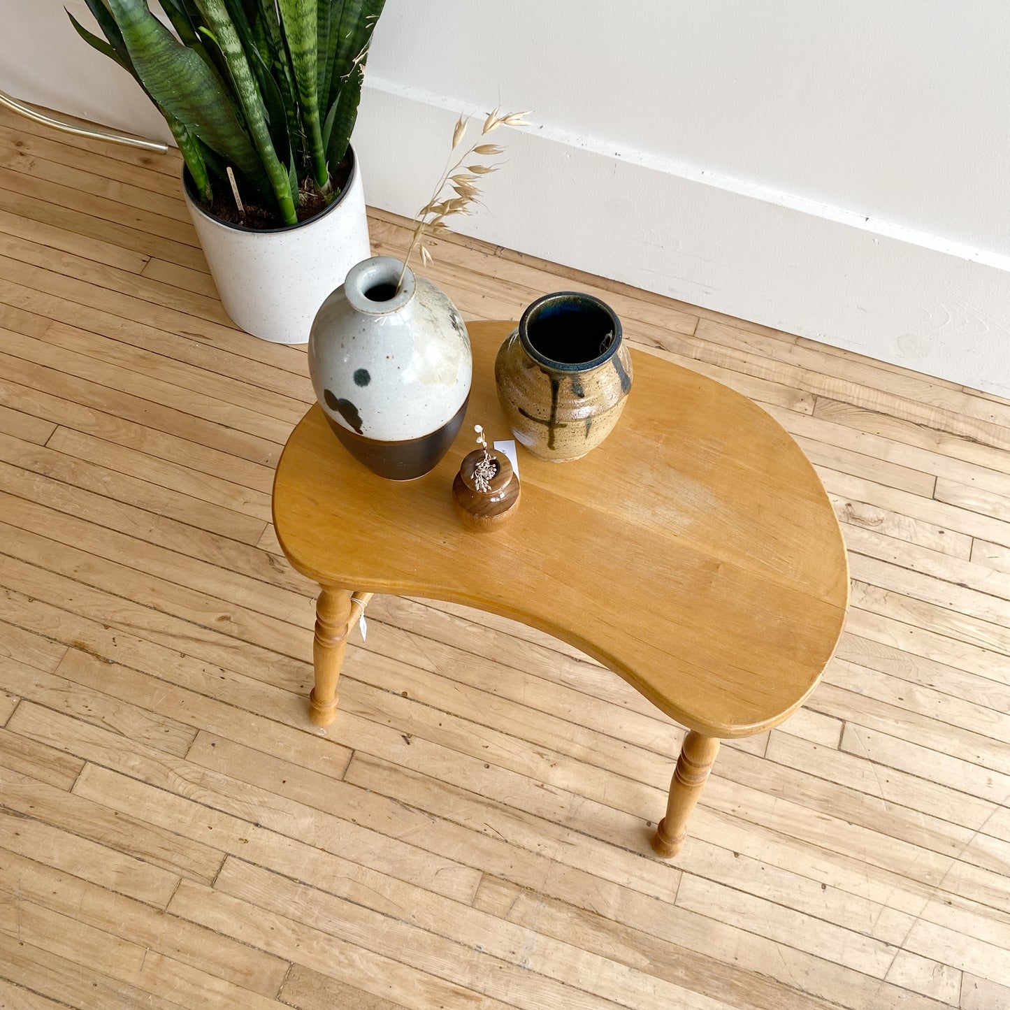 Vintage Wood Kidney Shaped Stool