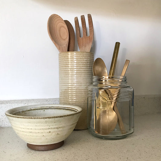 Vintage Stoneware Cylinder Vase / Holder