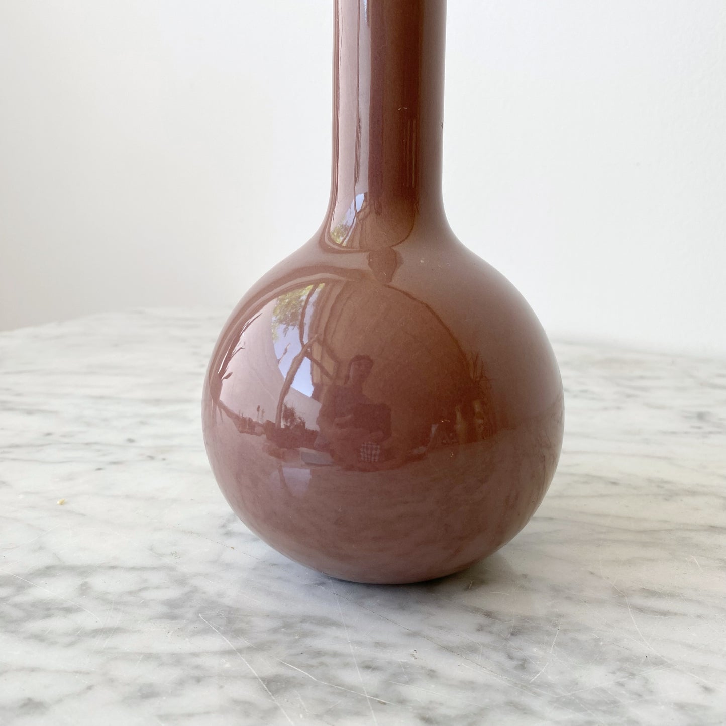 Vintage Mauve Ceramic Bud Vase, 9”