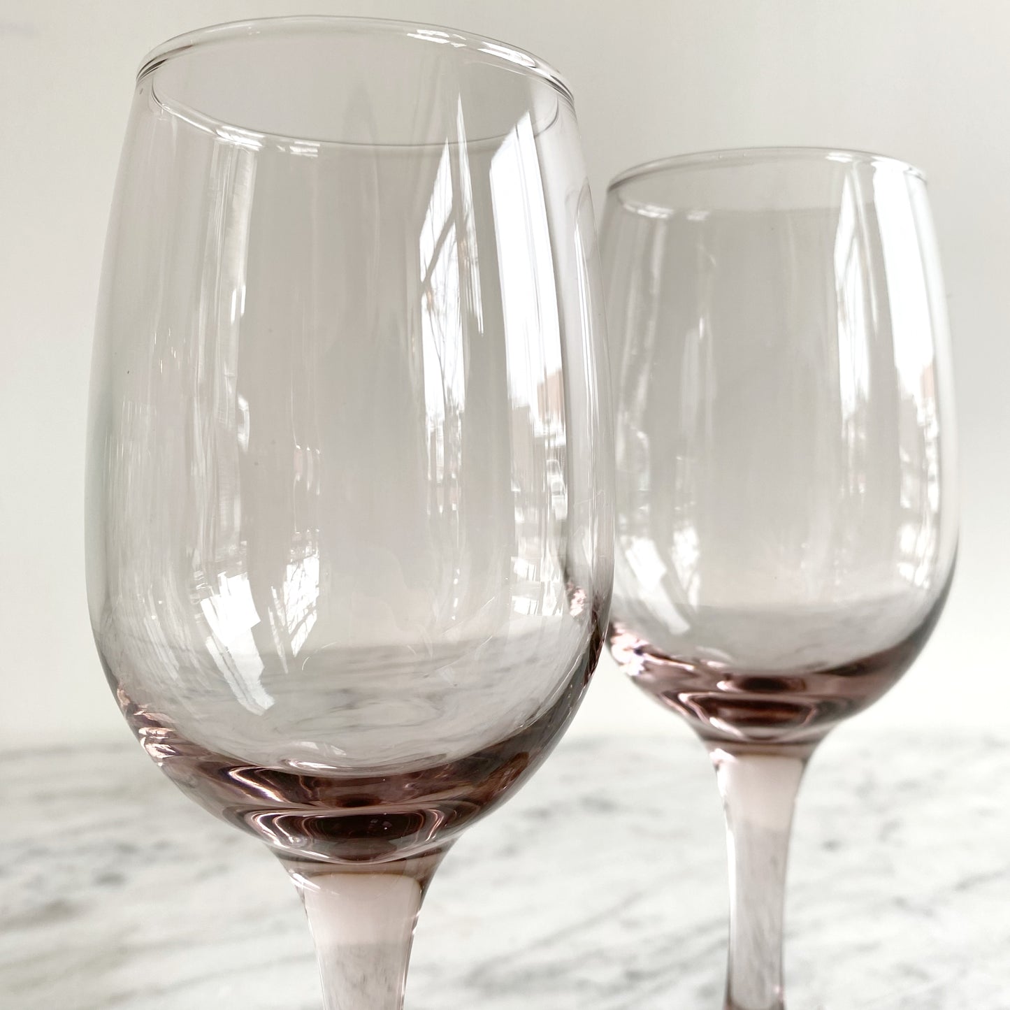 A Pair of Vintage Blushy-Purple Wine Glasses