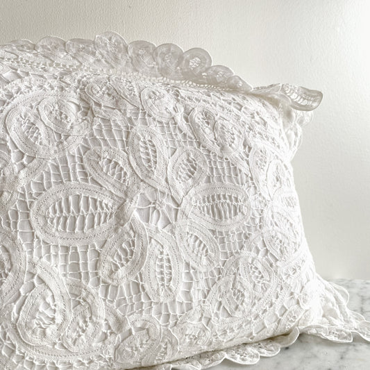 Vintage Crochet Lace Pillow, 11x14