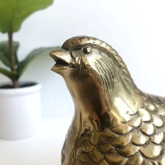 Pair of Beautiful Vintage Brass Quail