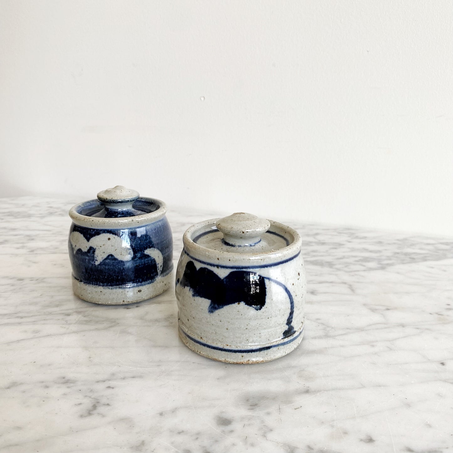 Set of Found Stoneware Salt + Pepper Shakers