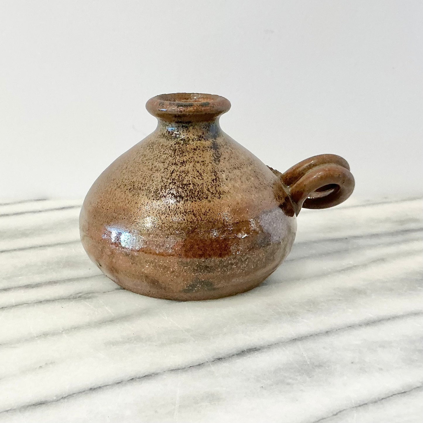 Small Vintage Bud Vase with Curly-Q Handle