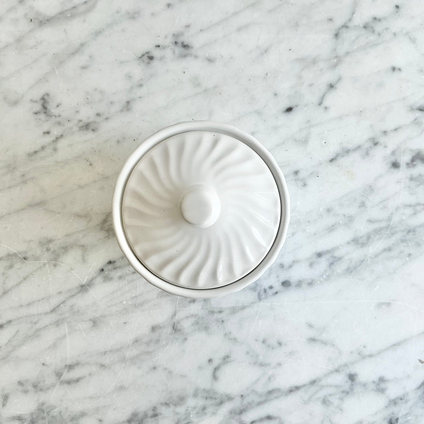 Found White Ceramic Sugar Bowl w/ Lid