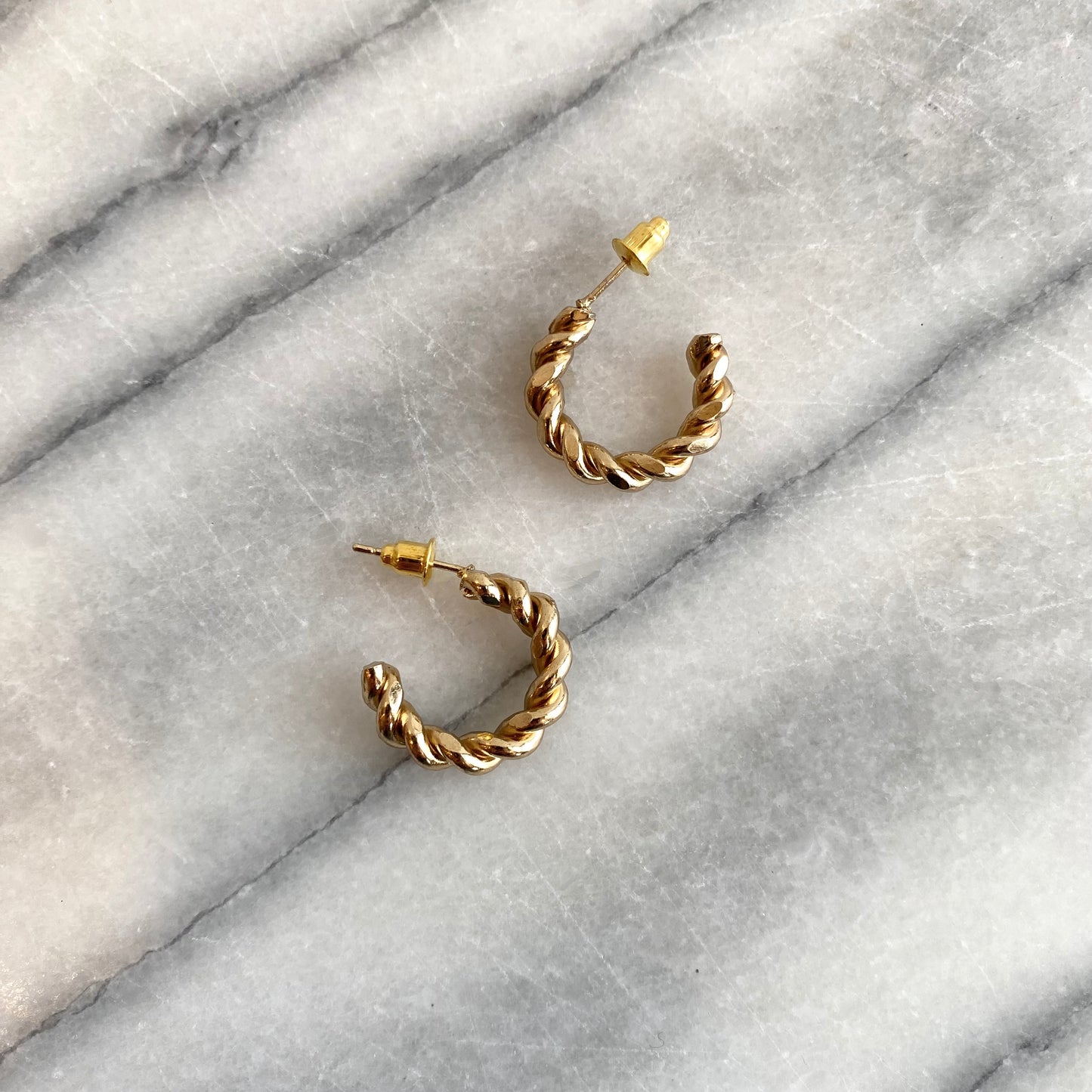 Vintage Golden Twisted Rope Hoop Earrings