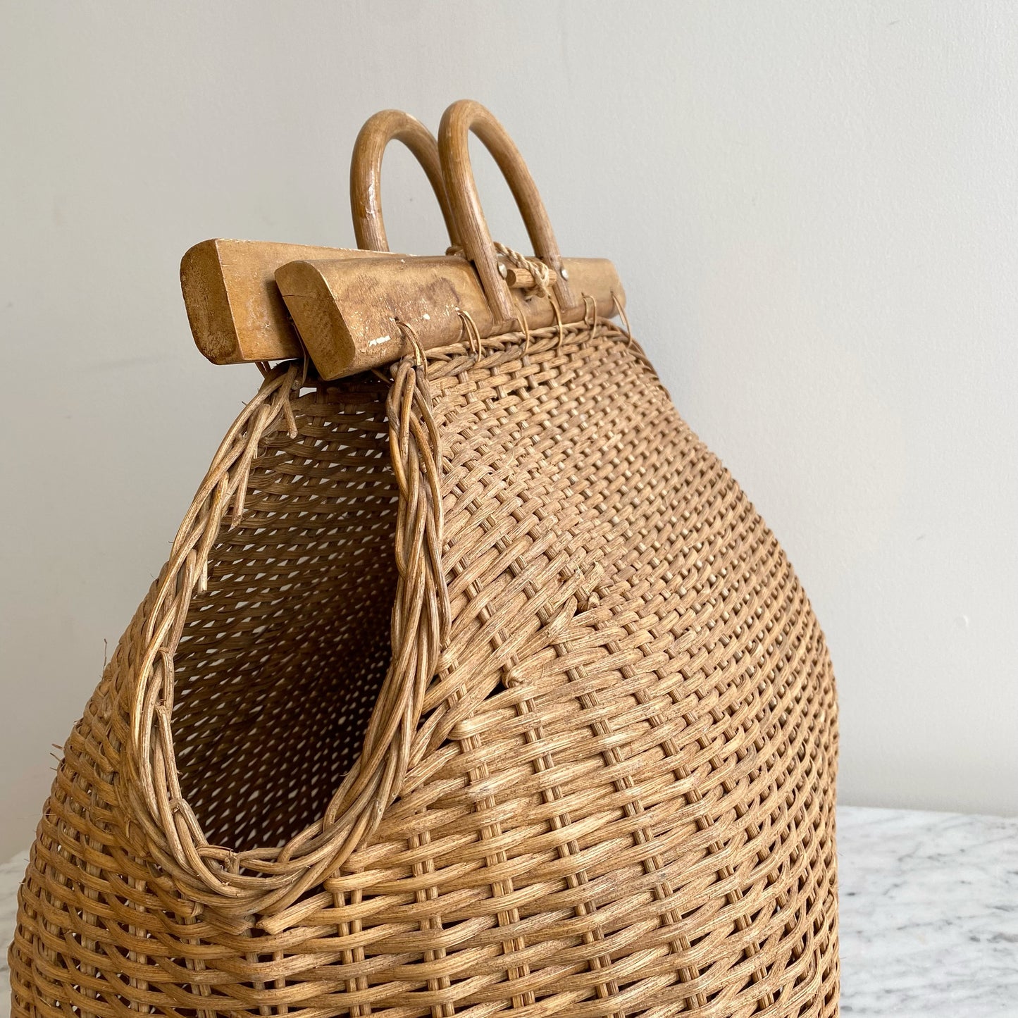 Vintage XL Wicker Tote Bag