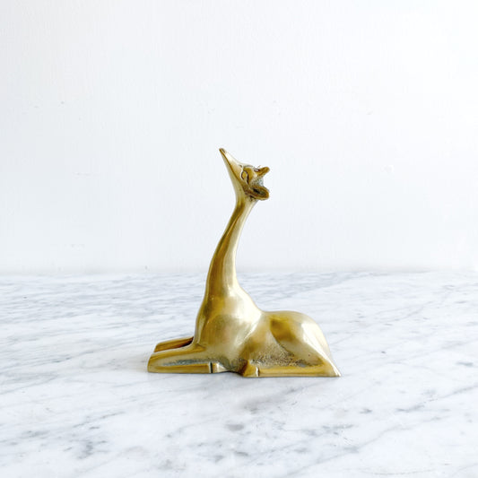 Vintage Sitting Brass Giraffe