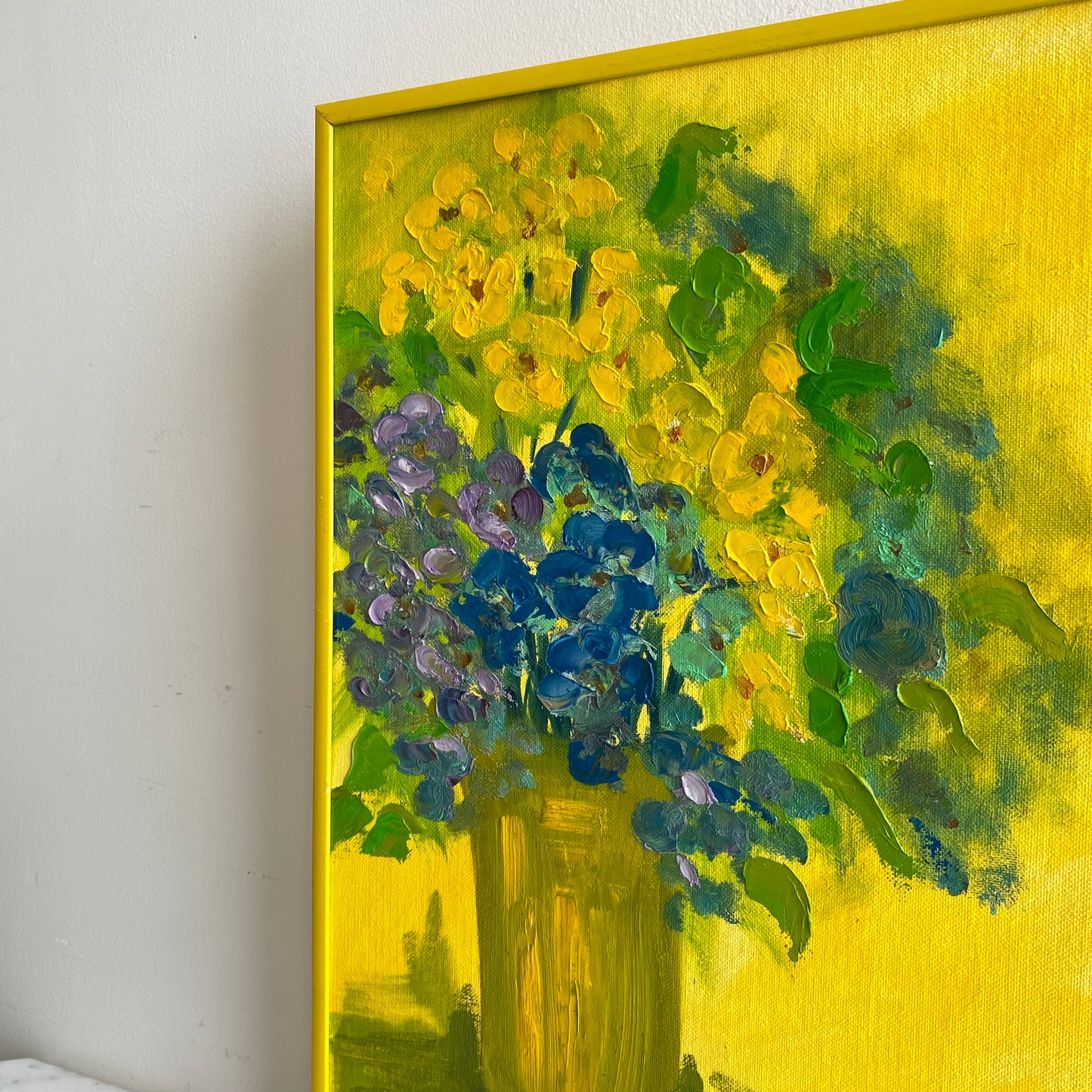 Vintage Original Yellow Flower Painting, Circa 1978