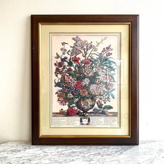 Vintage Framed “July” Flowers Print
