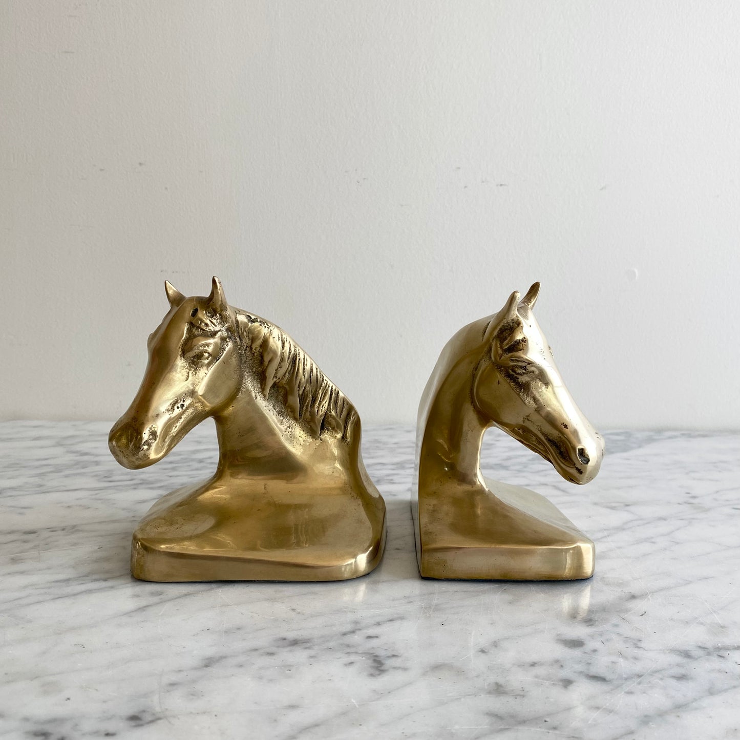 Vintage Brass Horse Bust Bookends