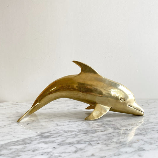 XL Vintage Brass Dolphin, 13"  (Nautical Collection)