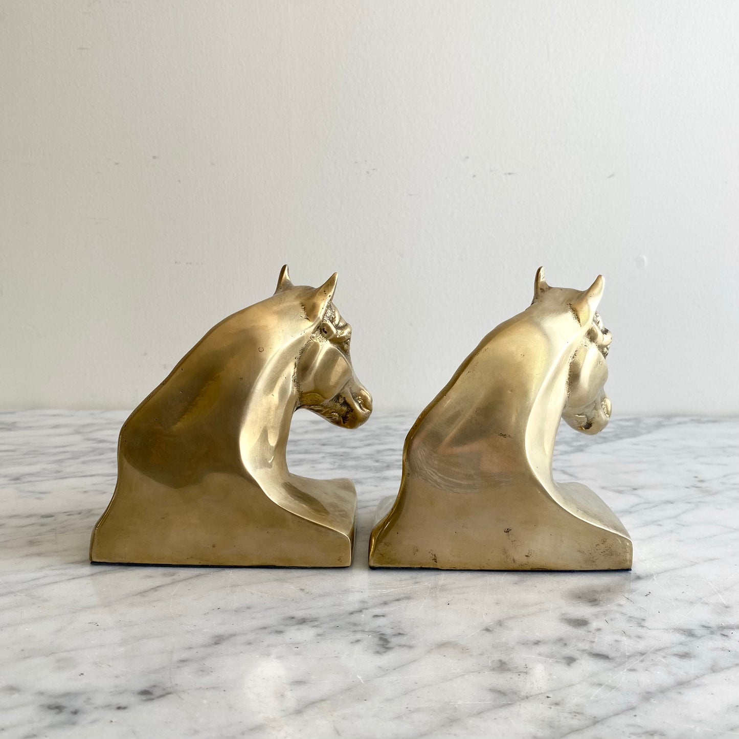 Vintage Brass Horse Bust Bookends