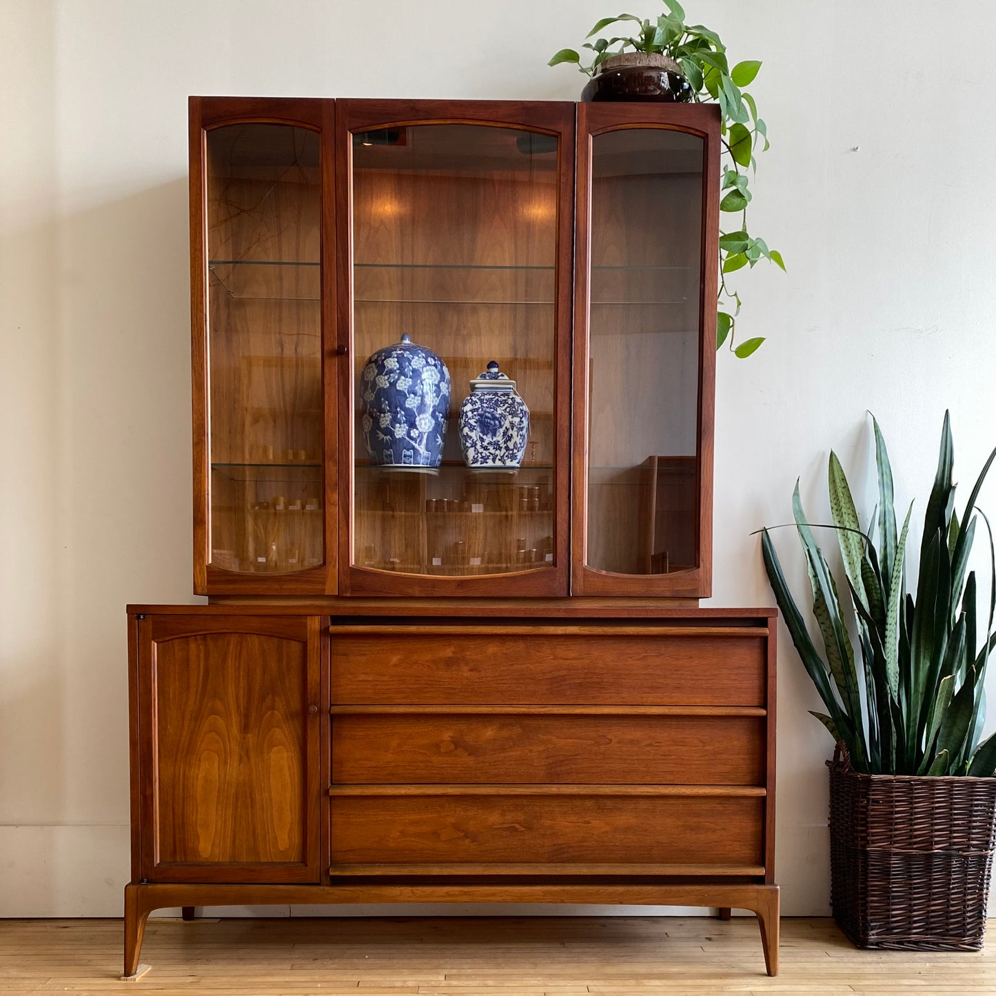 Vintage Walnut Hutch by Lane