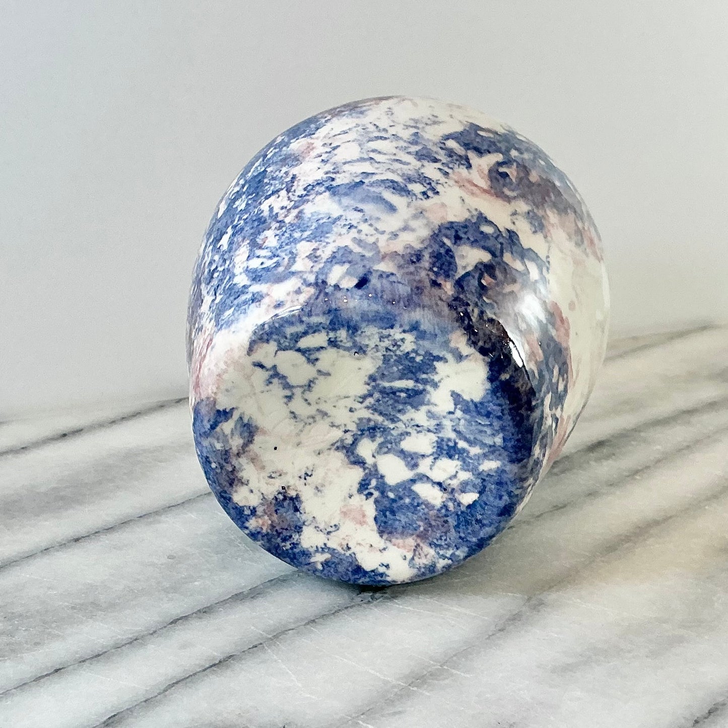 Vintage Blue + Pink Ceramic Sponge Vase