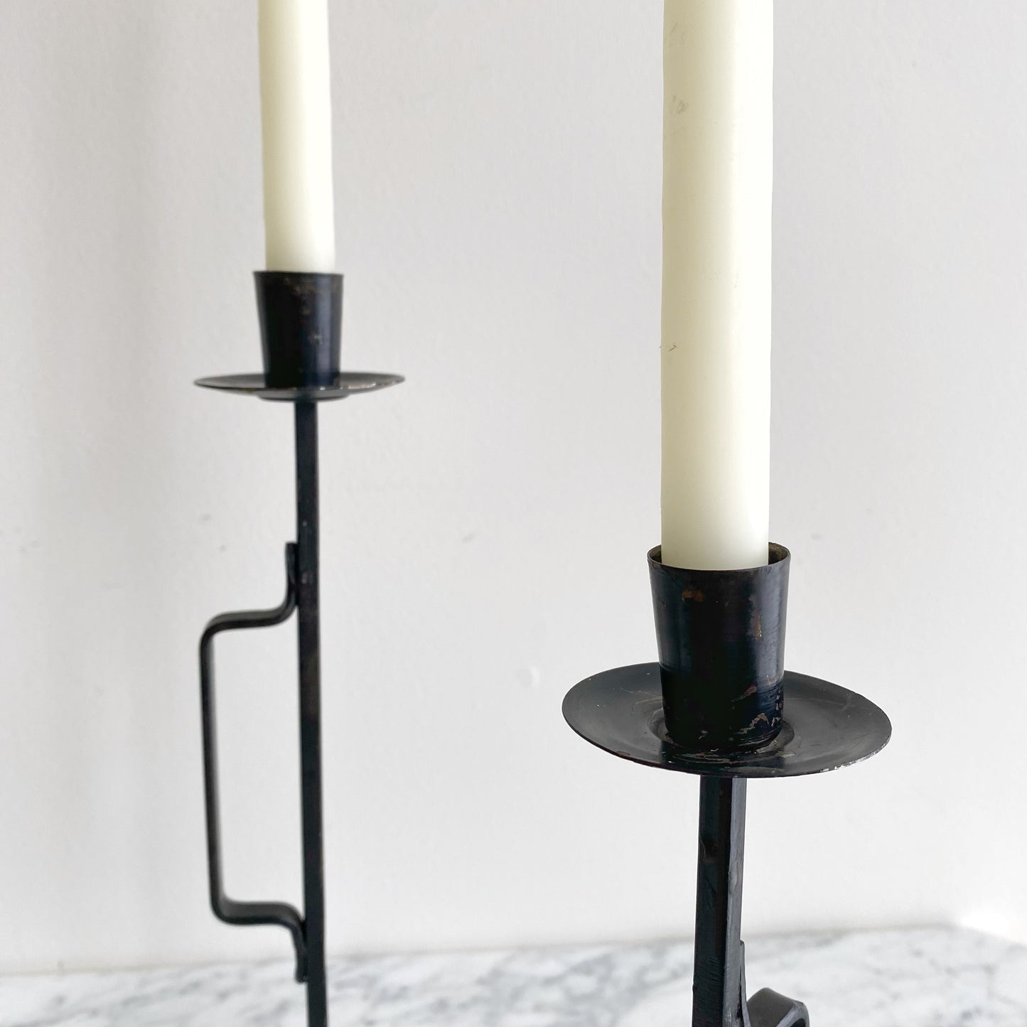 Trio of Slim Vintage Iron Candle Holders