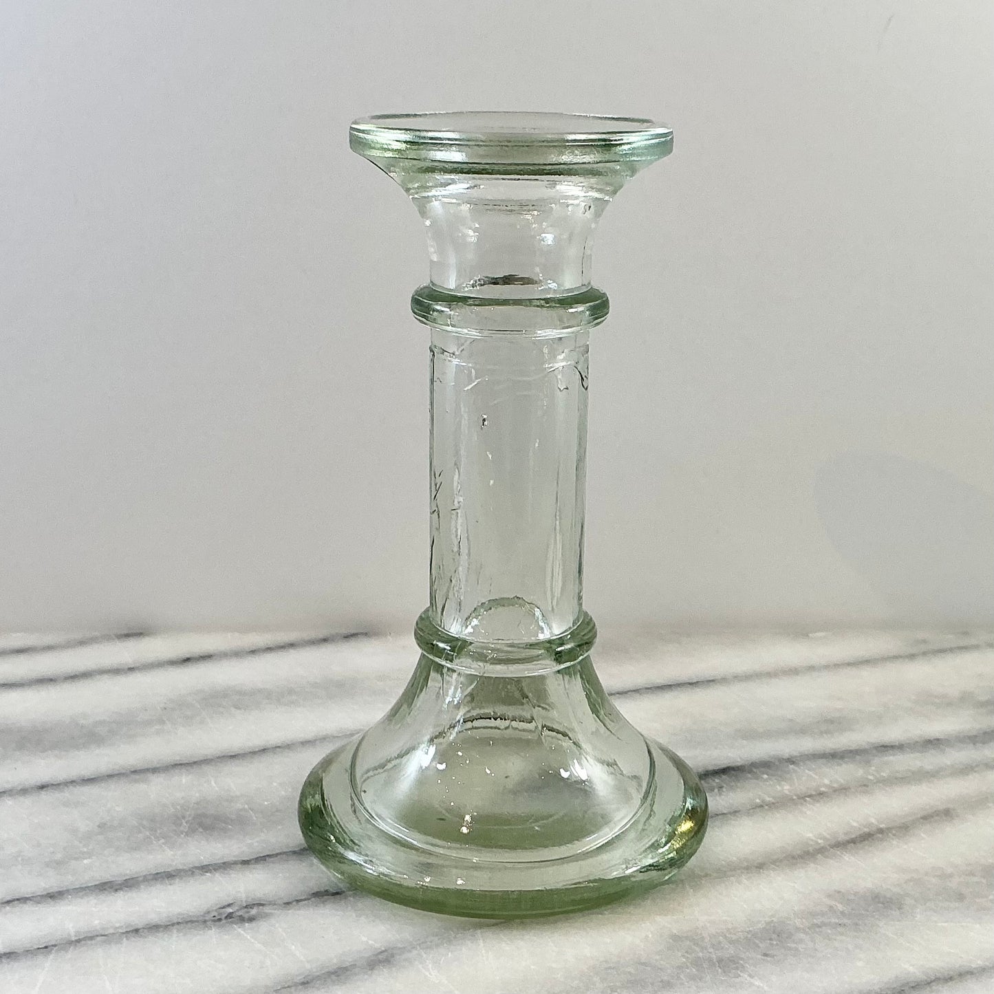 Vintage Green Glass Candle Holder / Vase