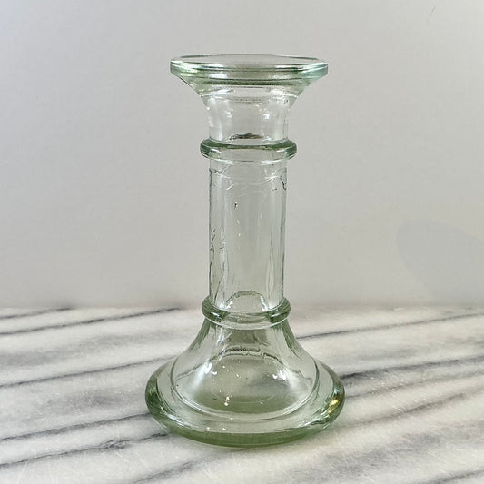 Vintage Green Glass Candle Holder / Vase