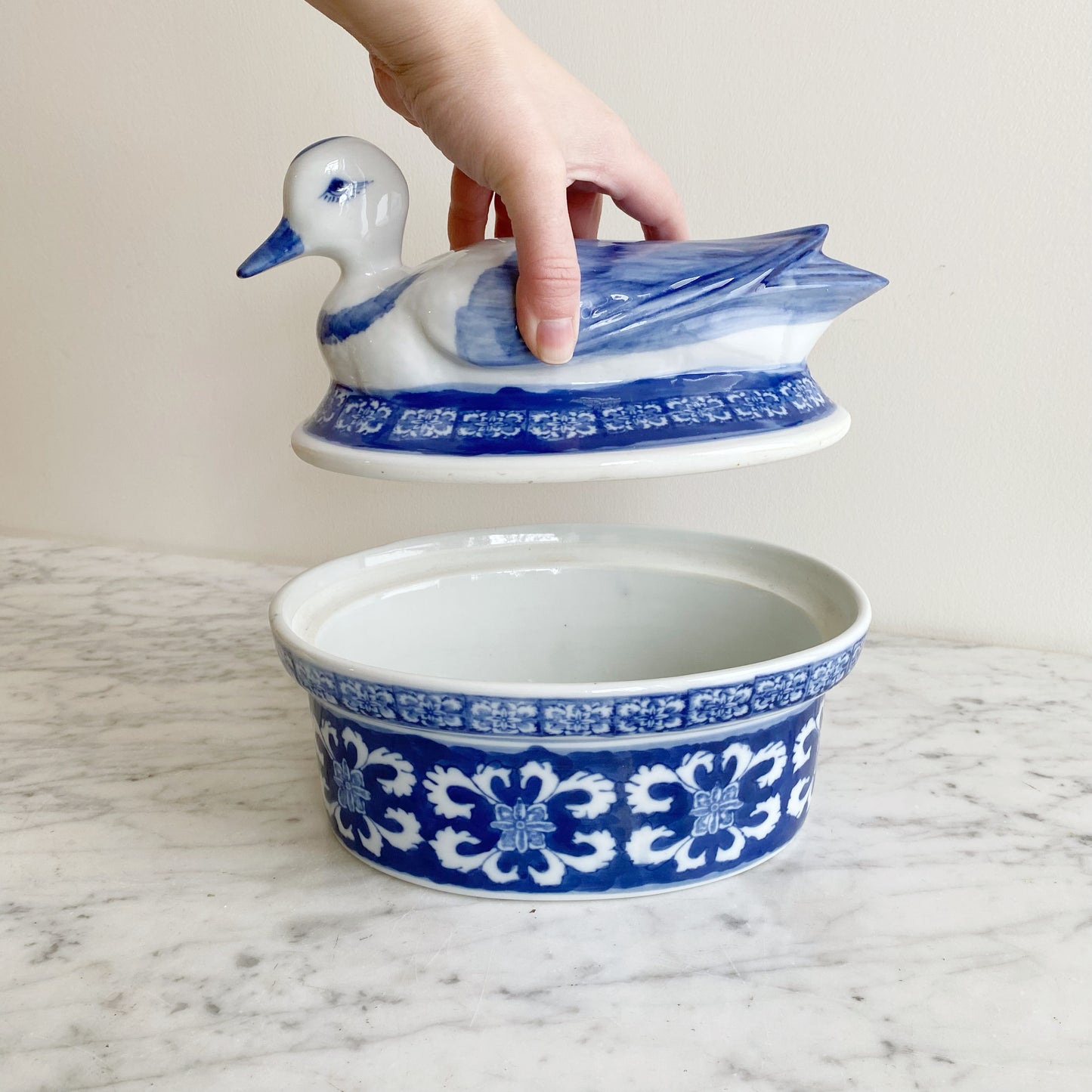 Vintage Hand-painted Porcelain Duck Tureen
