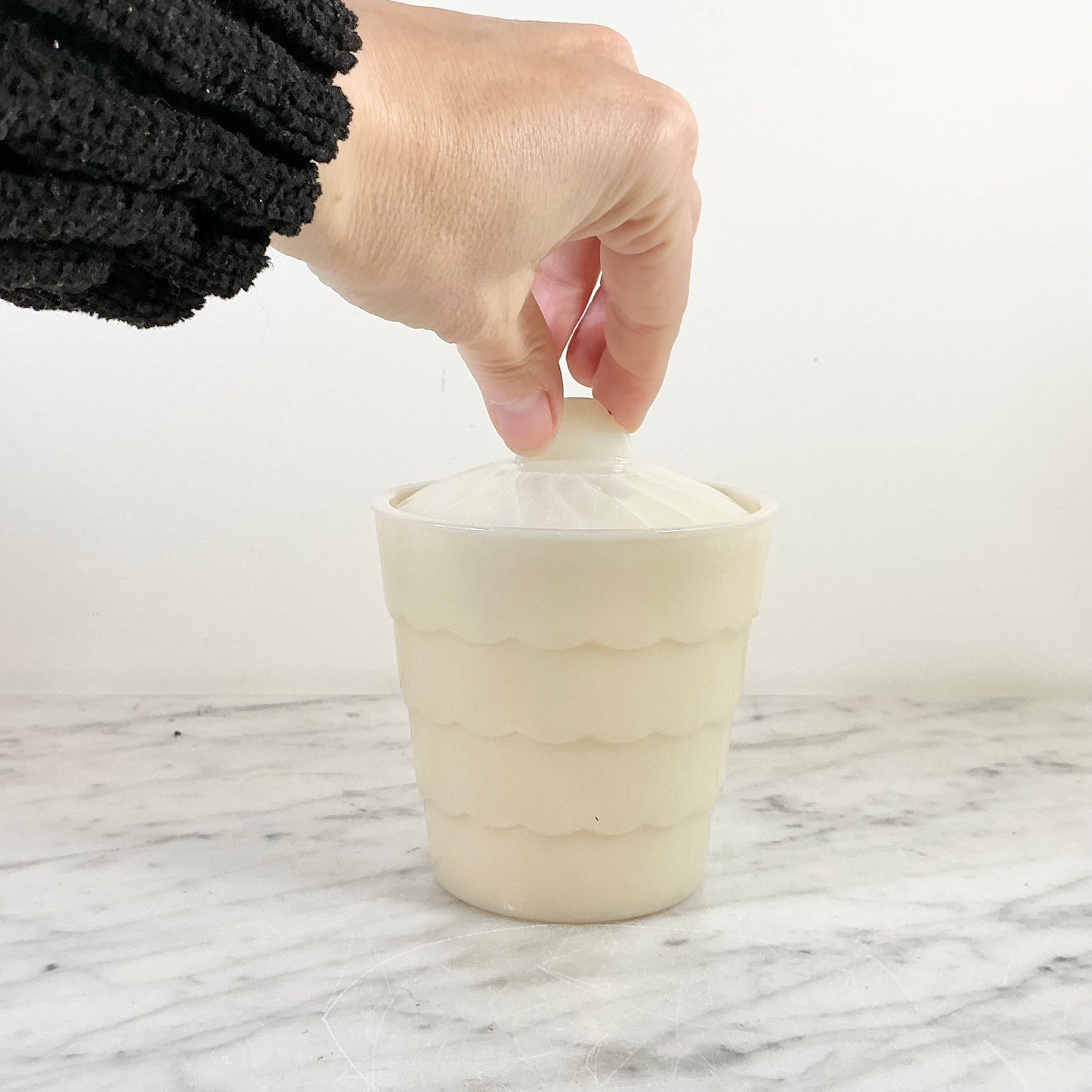 Vintage Ivory Glass Container
