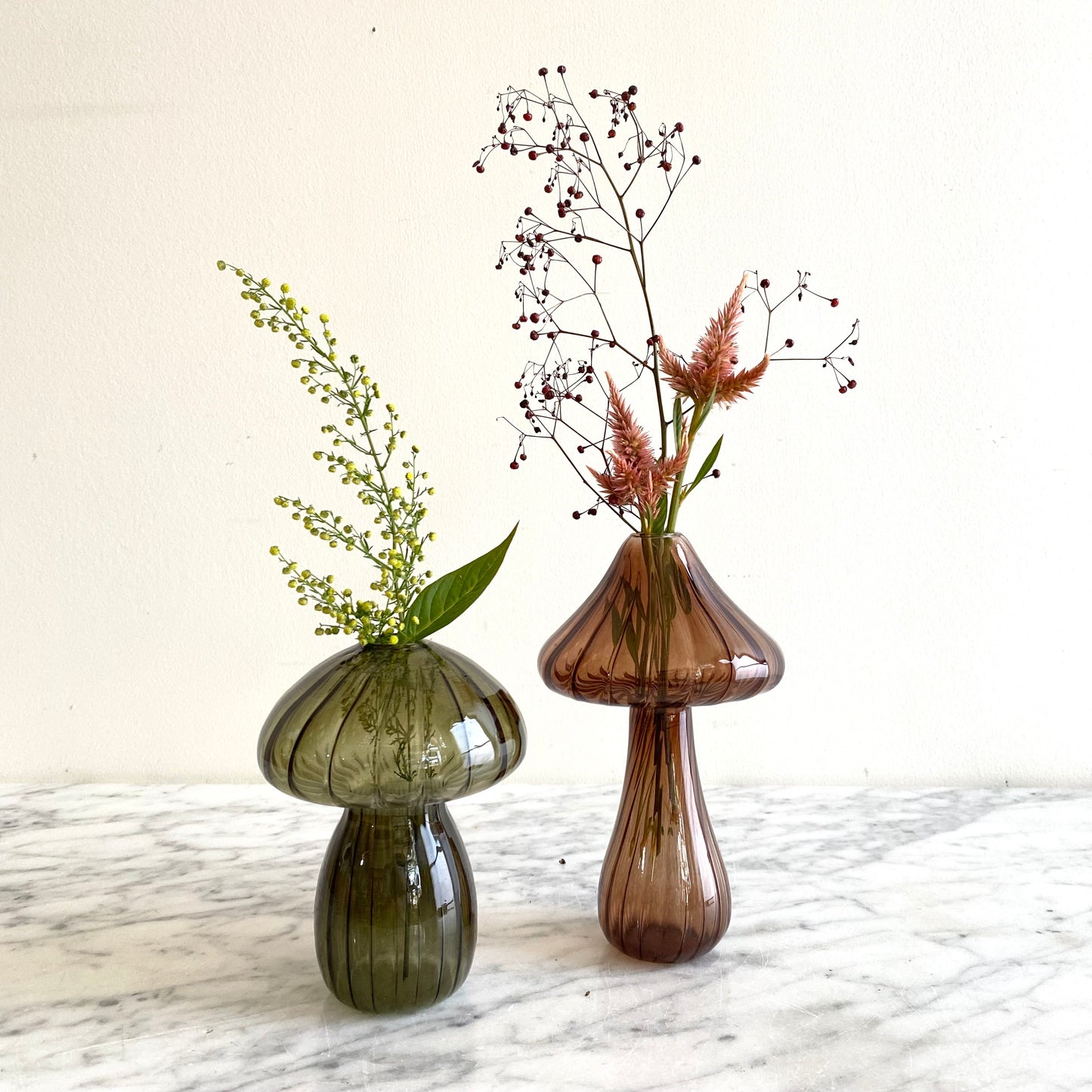 Glass Mushroom Vase, Choose Color