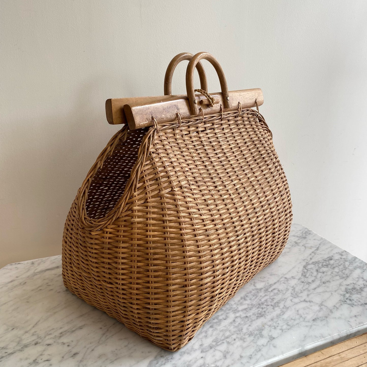 Vintage XL Wicker Tote Bag