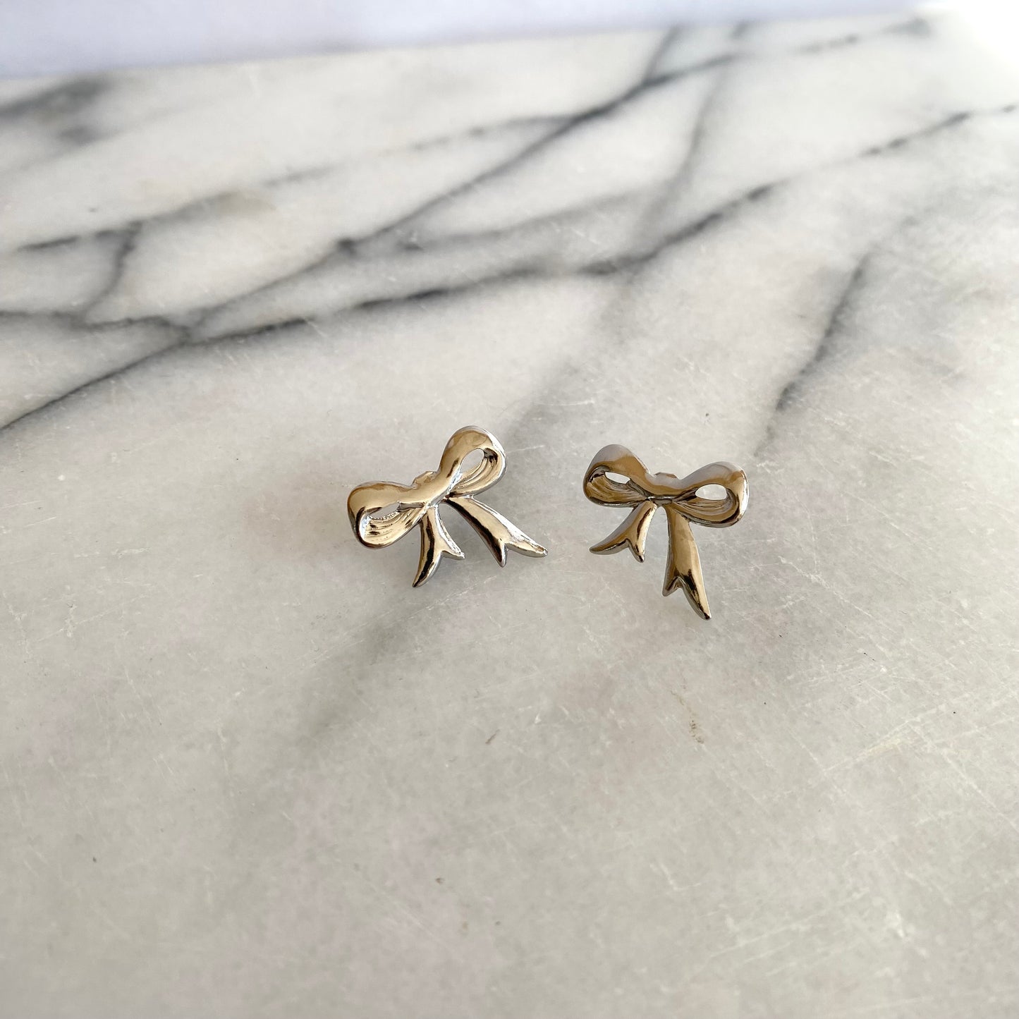 Large Vintage Silver Bow Earrings